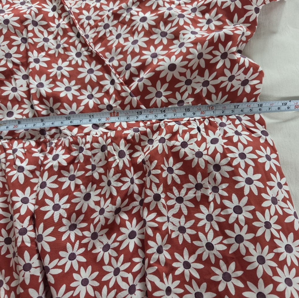Madewell Clara Falling Daisy Midi Faux Wrap Slit Size Medium Dress Short Sleeve - Picture 8 of 8